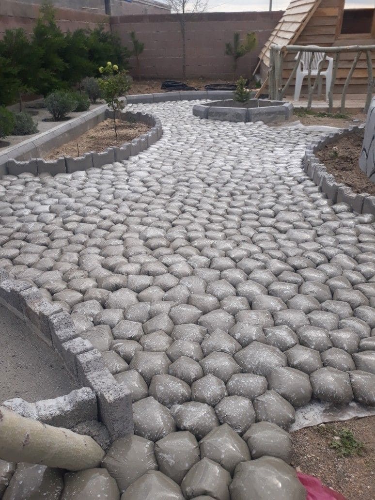 Creative Cement Bag Paving Path