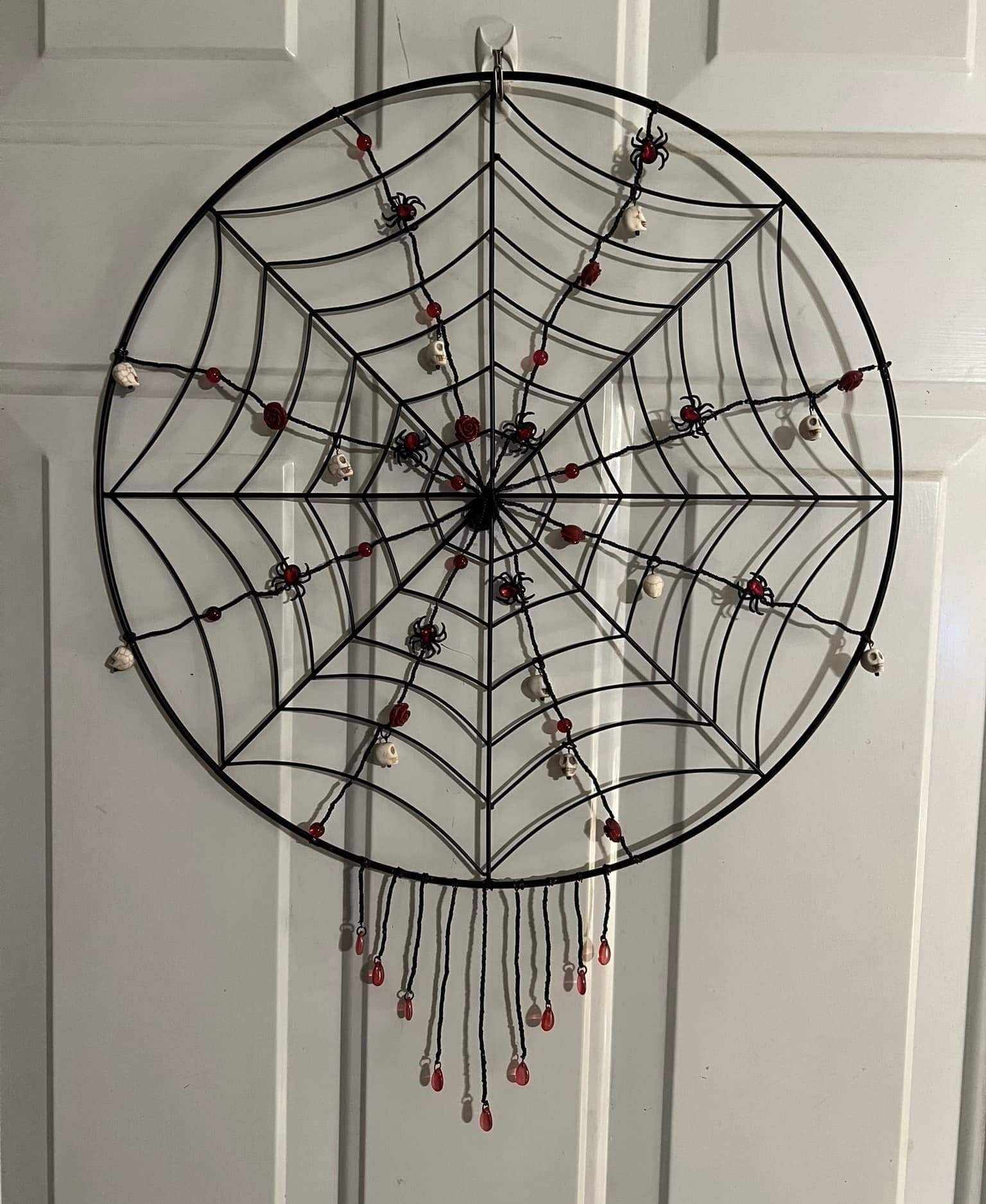 Creepy Spiderweb Beaded Suncatcher