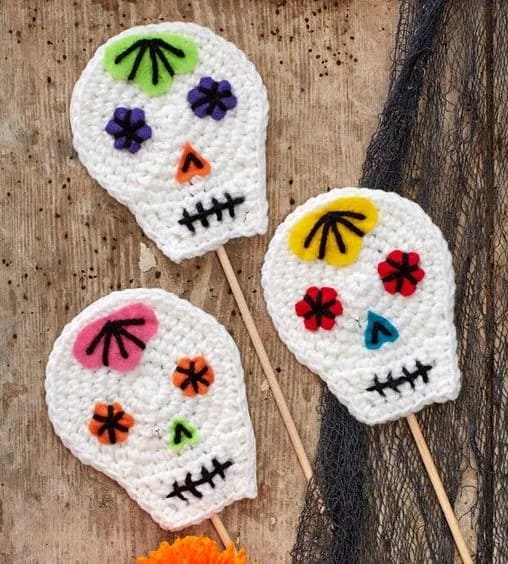 Crochet Sugar Skull Picks