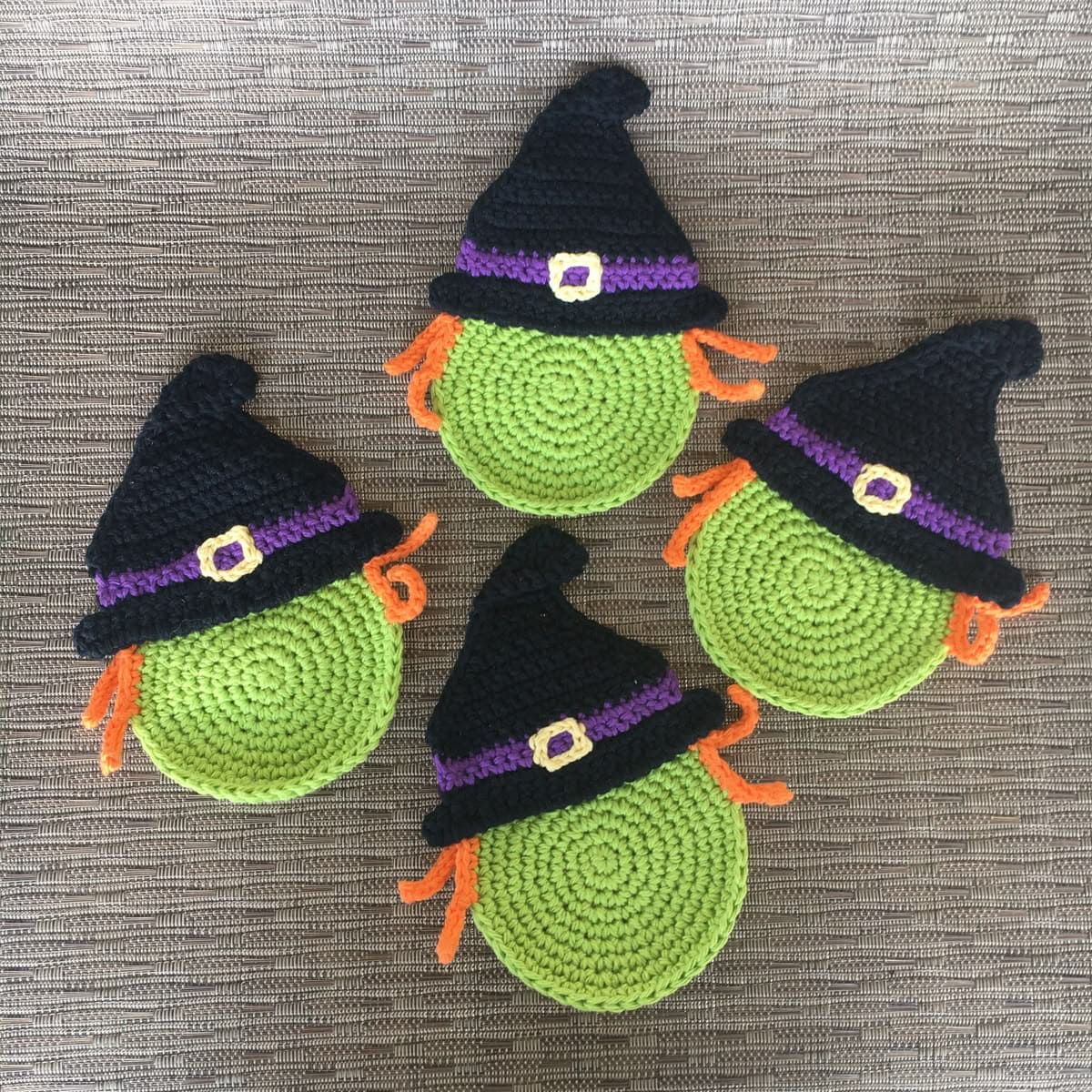 Crochet Witch Face Coaster