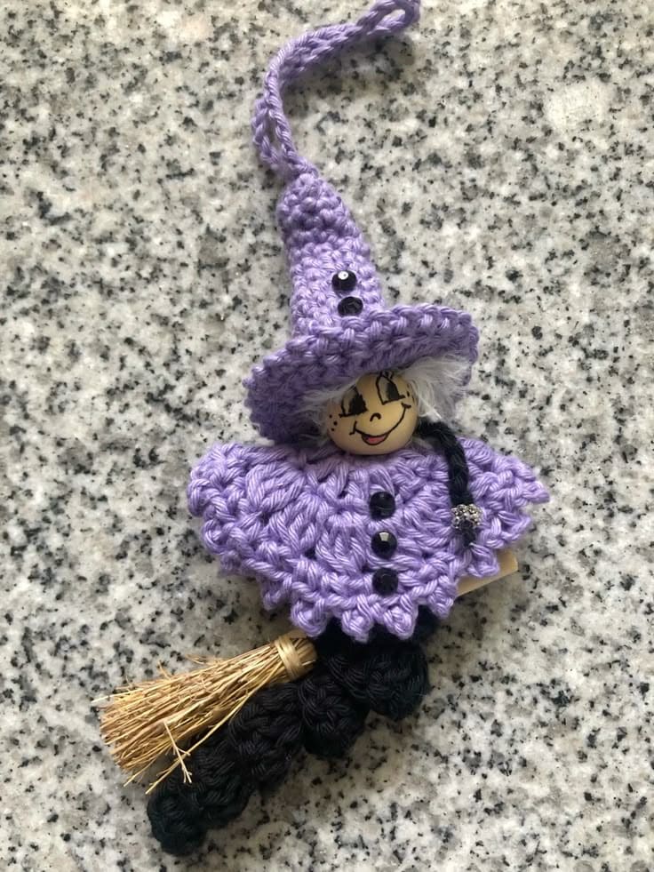 Crochet Witch Ornament with Broom