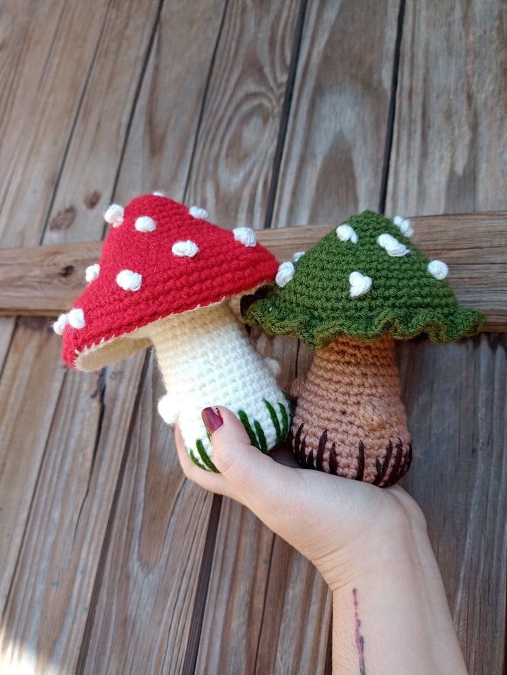 Crocheted Toadstool Plushies
