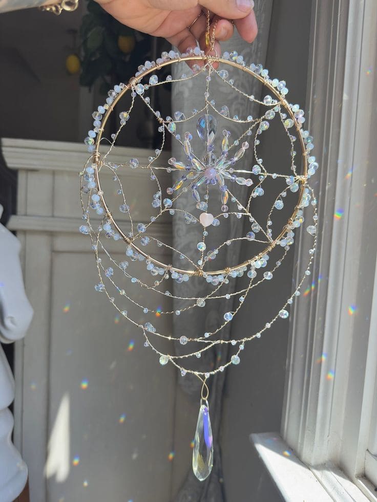 Crystal Spiderweb Sun Catcher