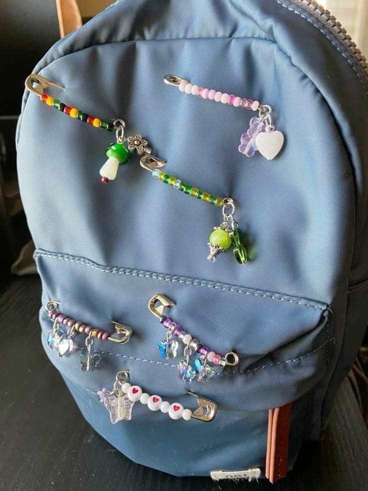 DIY Beaded Safety Pin Backpack Charms