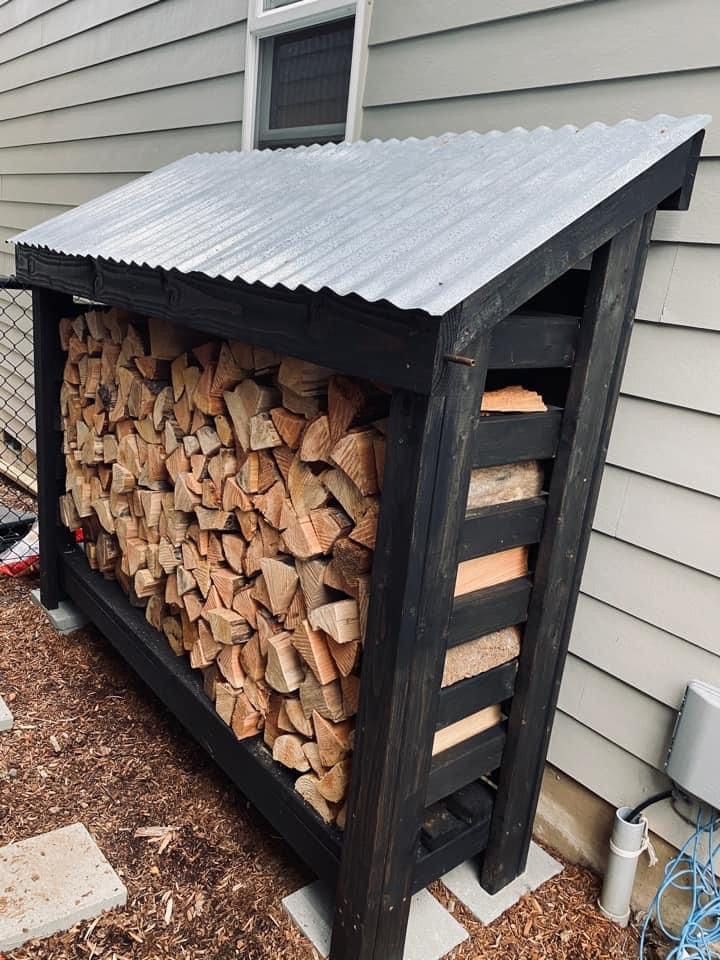 DIY Firewood Storage With Metal Roof