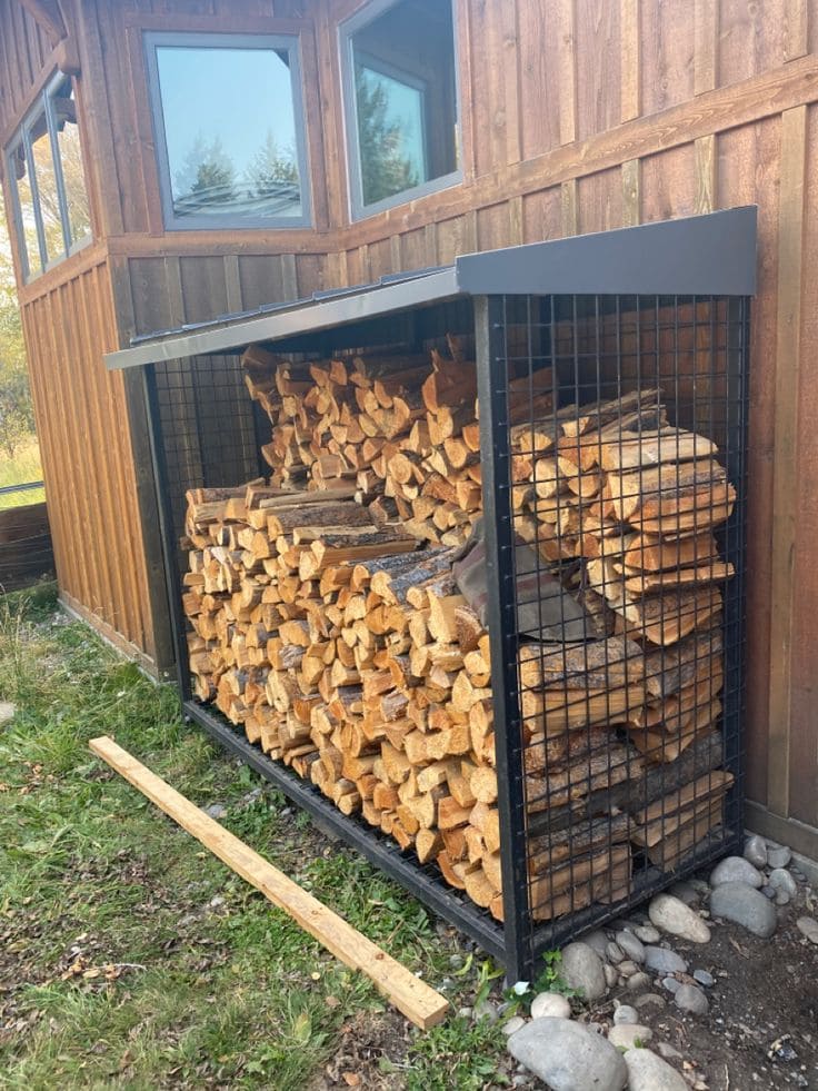 DIY Wire Cage Firewood Storage