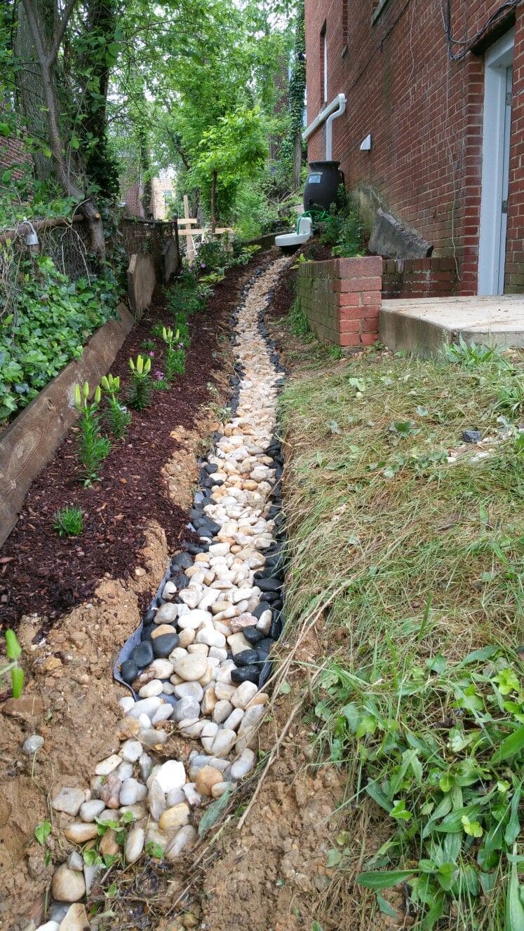 Decorative Rock Drainage Channel