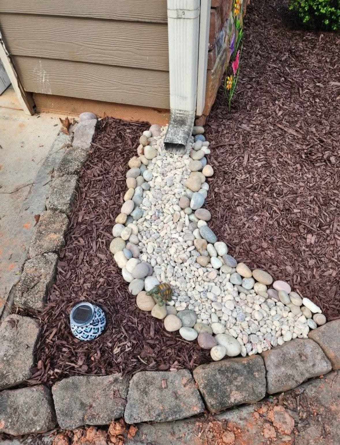 Decorative Rock Drainage Path