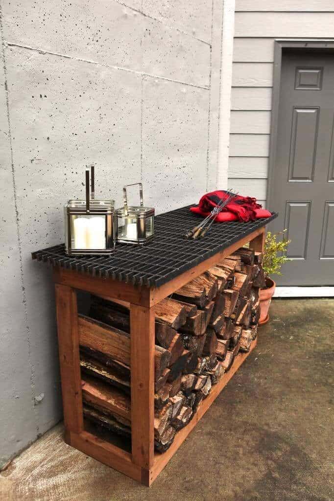 Dual-Purpose Firewood Storage Bench