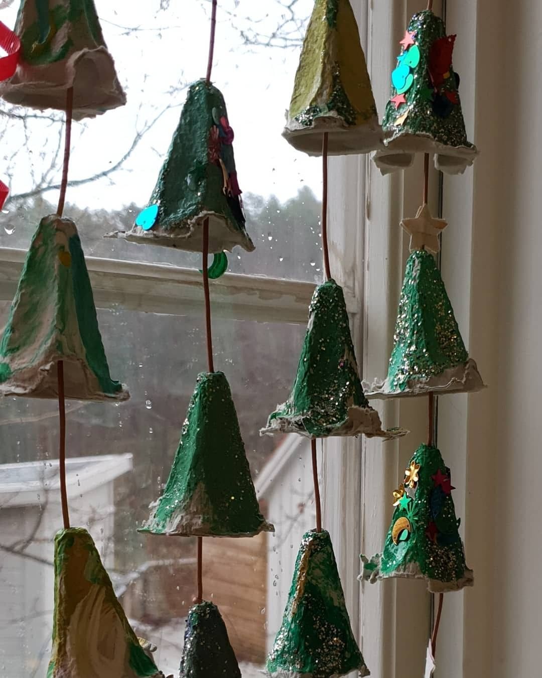 Egg Carton Christmas Tree Garland