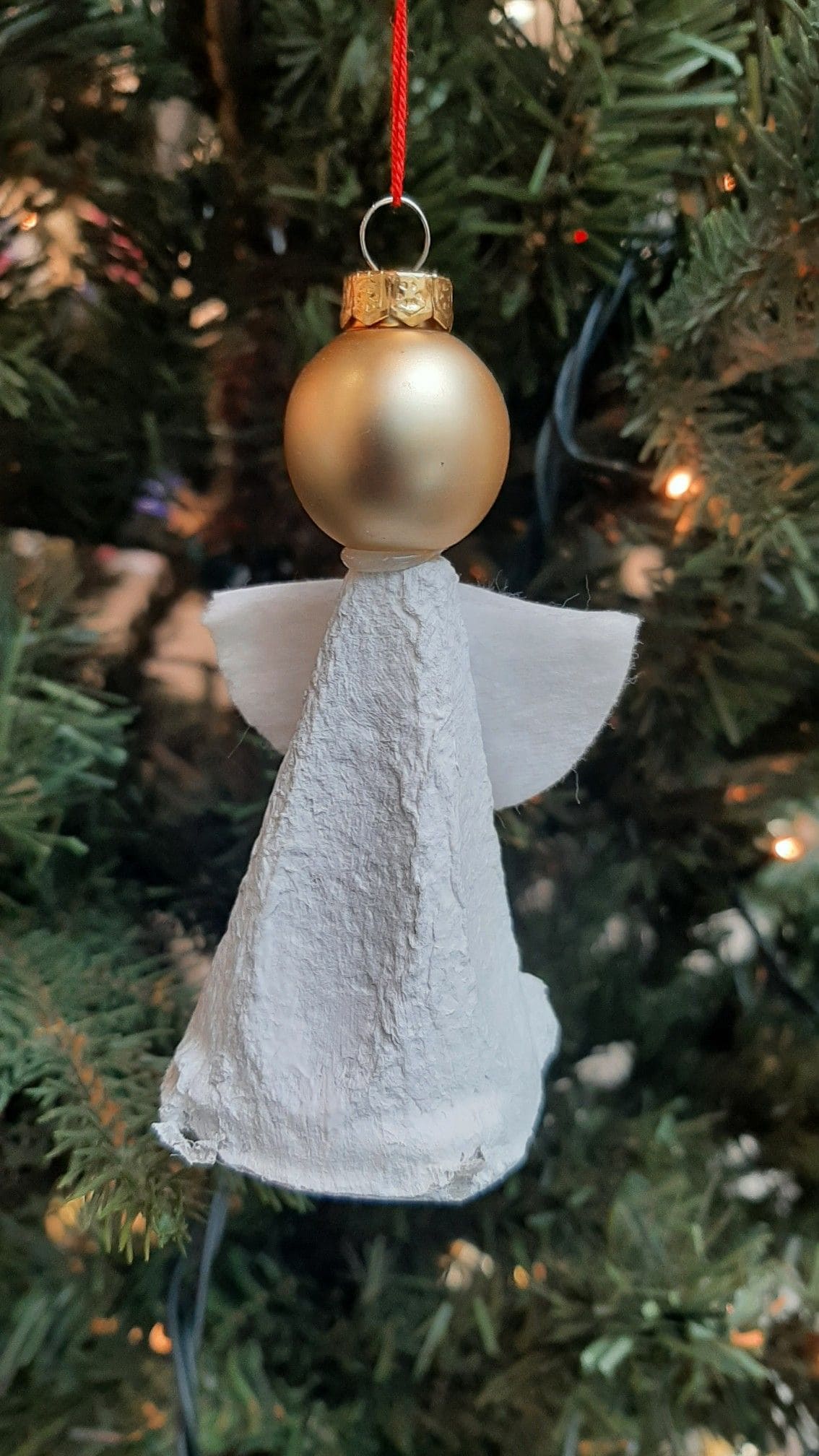Elegant Angel Ornament with Egg Carton Gown