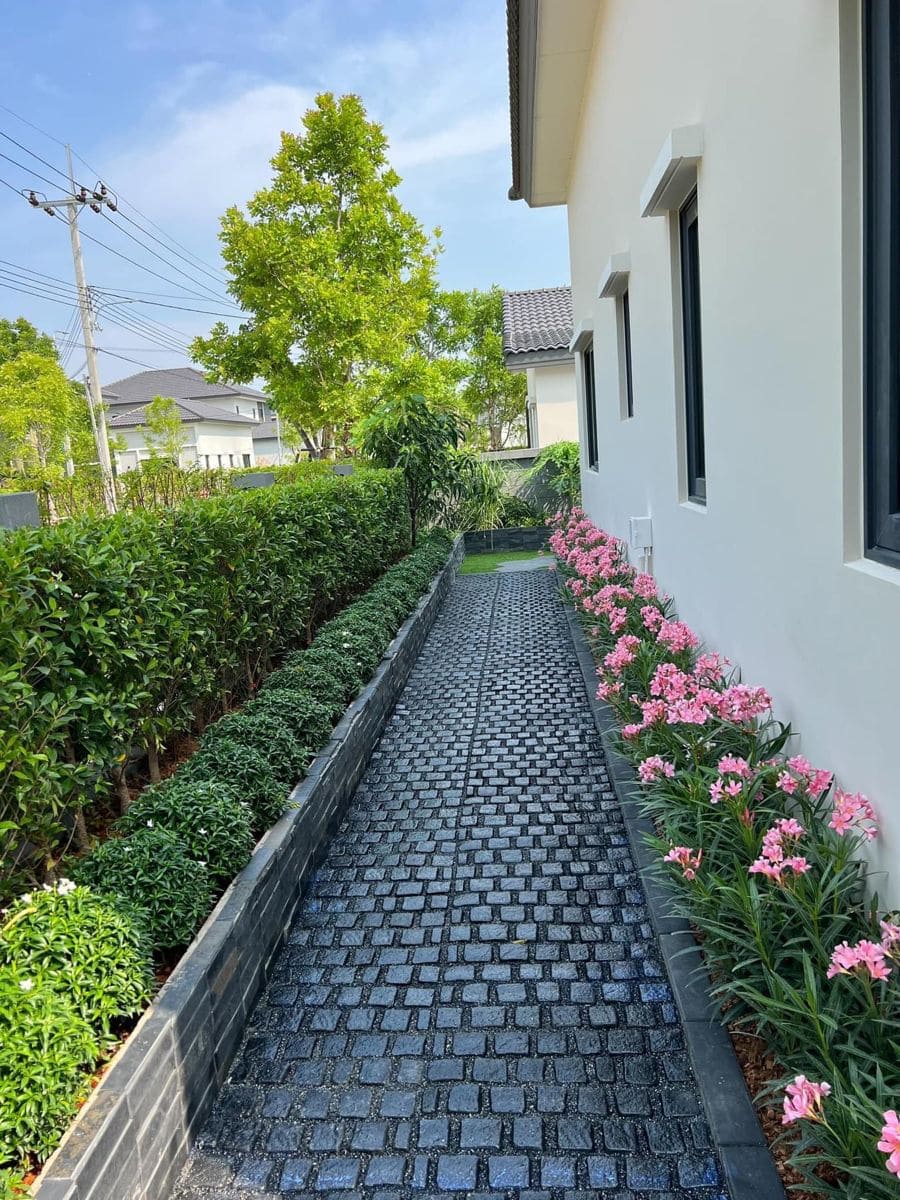 Elegant Black Cobblestone Walkway