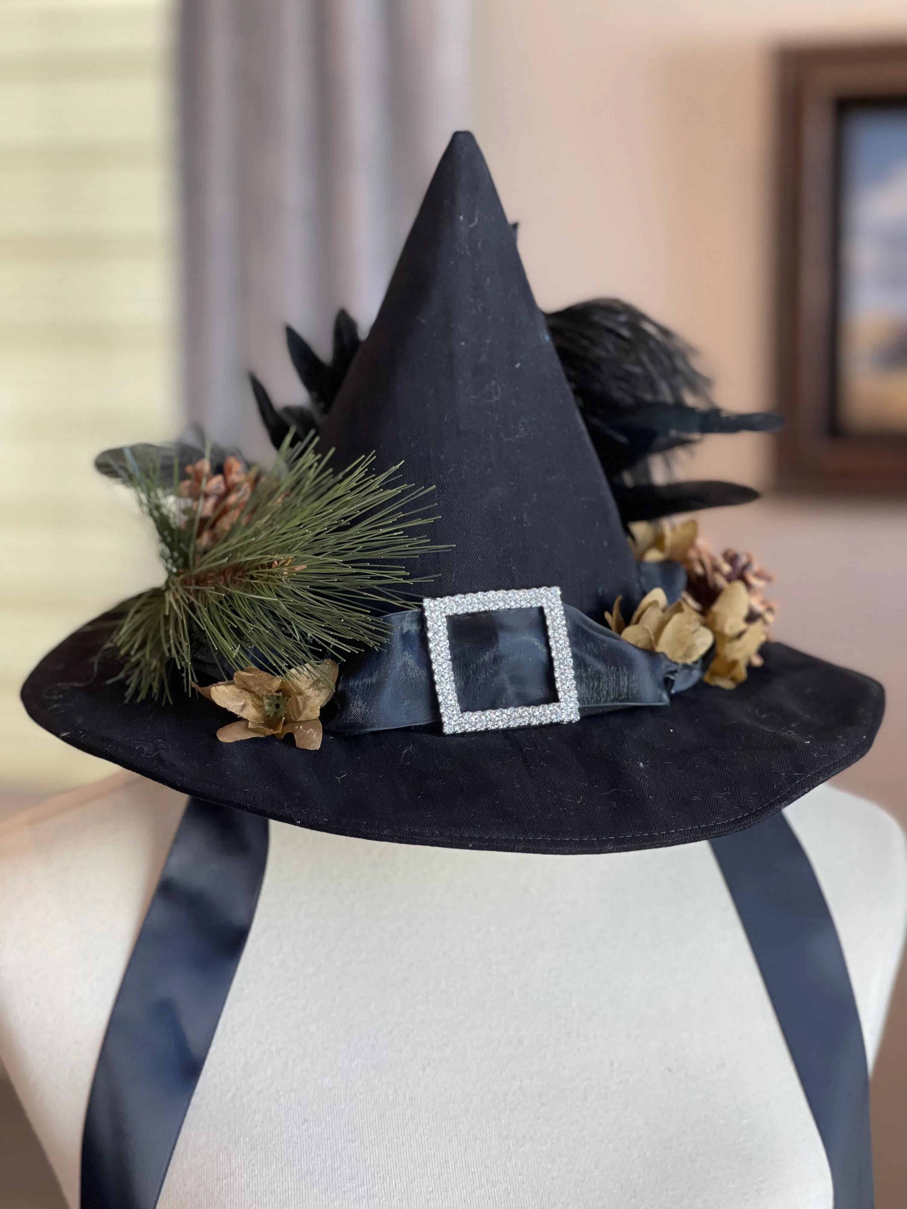 Elegant Woodland Witch Hat With Glam Buckle