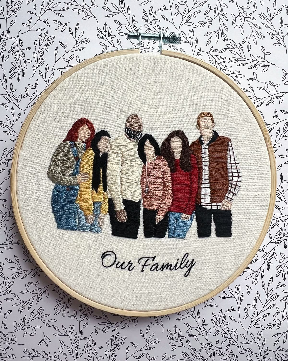 Embroidered Family Portrait Hoop