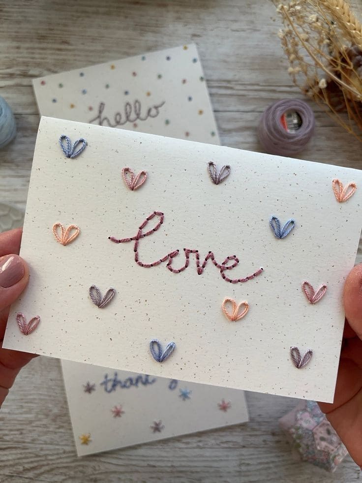 Embroidered Love Greeting Card