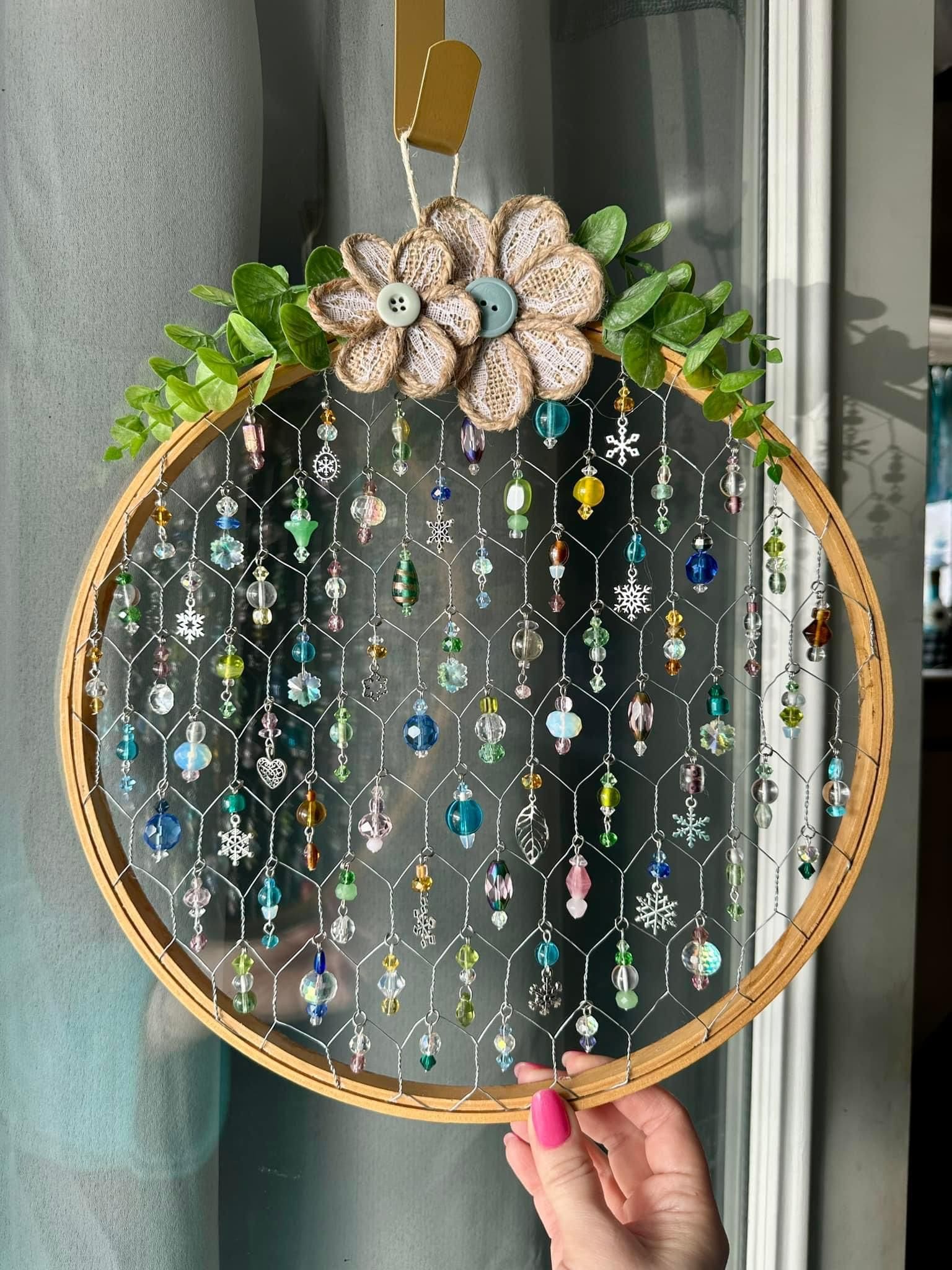 Embroidery Hoop Beaded Sun Catcher 1