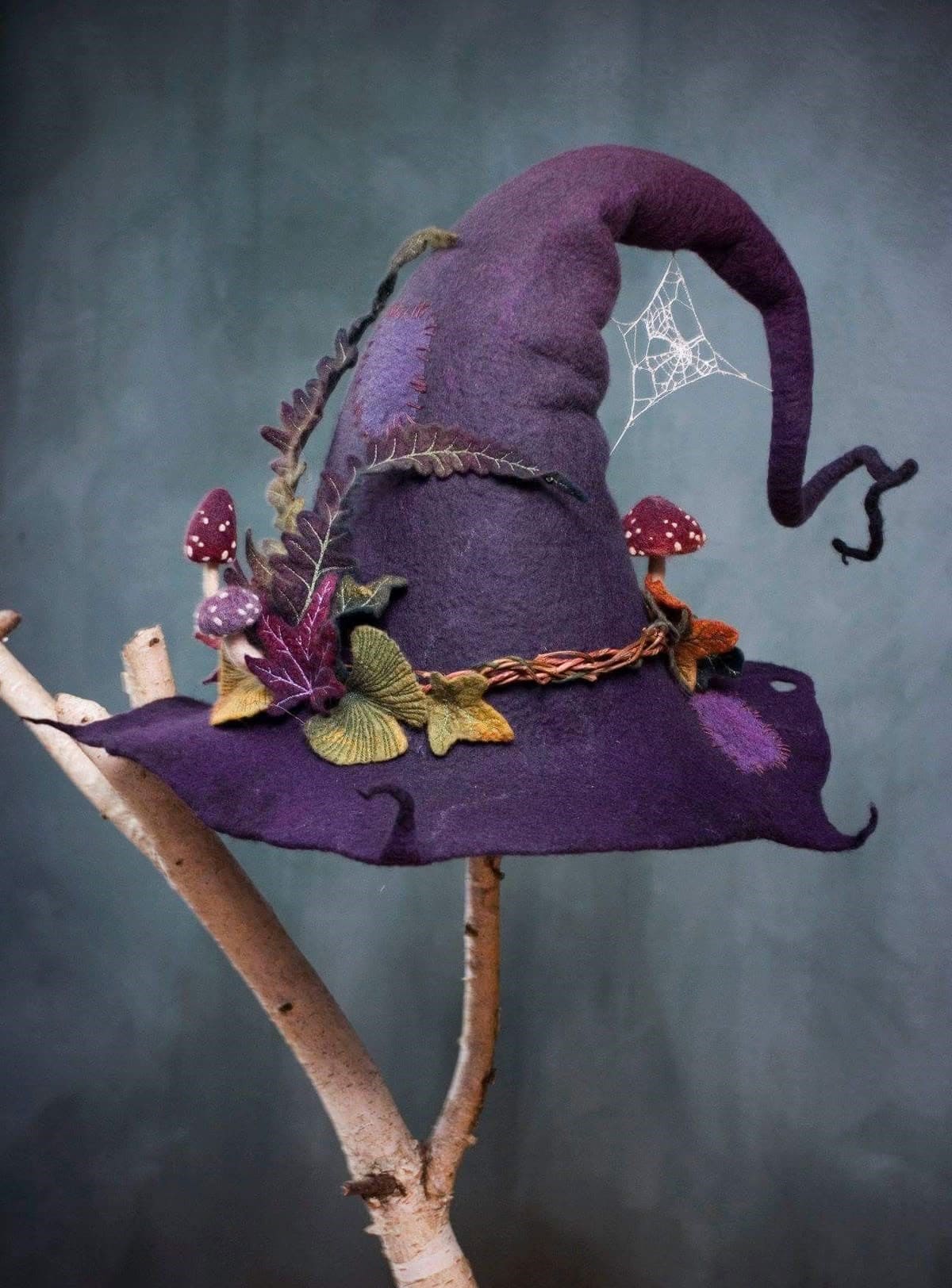 Enchanted Forest Witch Hat With Mushroom Accents