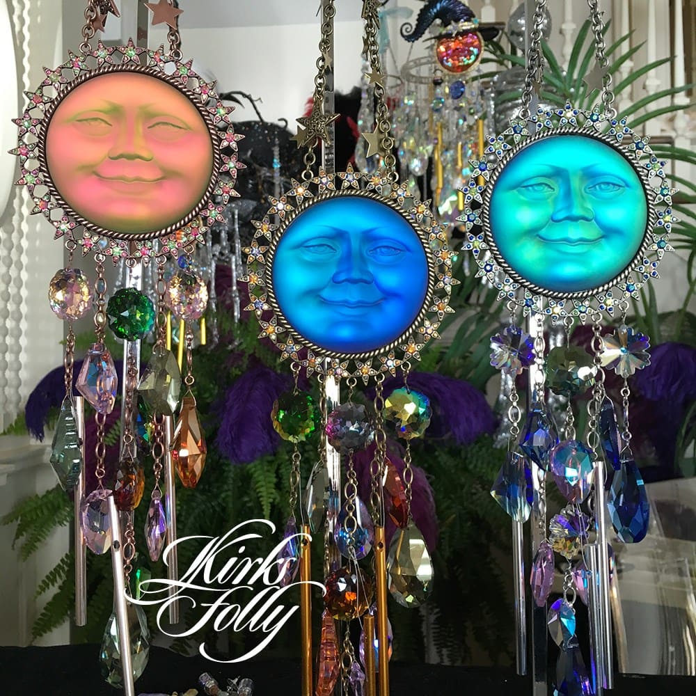 Enchanted Moon Face Crystal Wind Chimes
