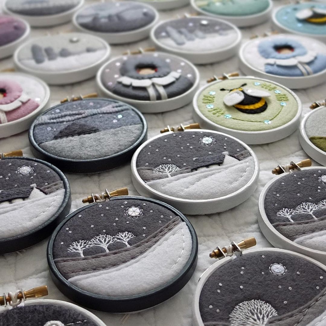 Felt Winter Landscape Embroidery Hoop 1