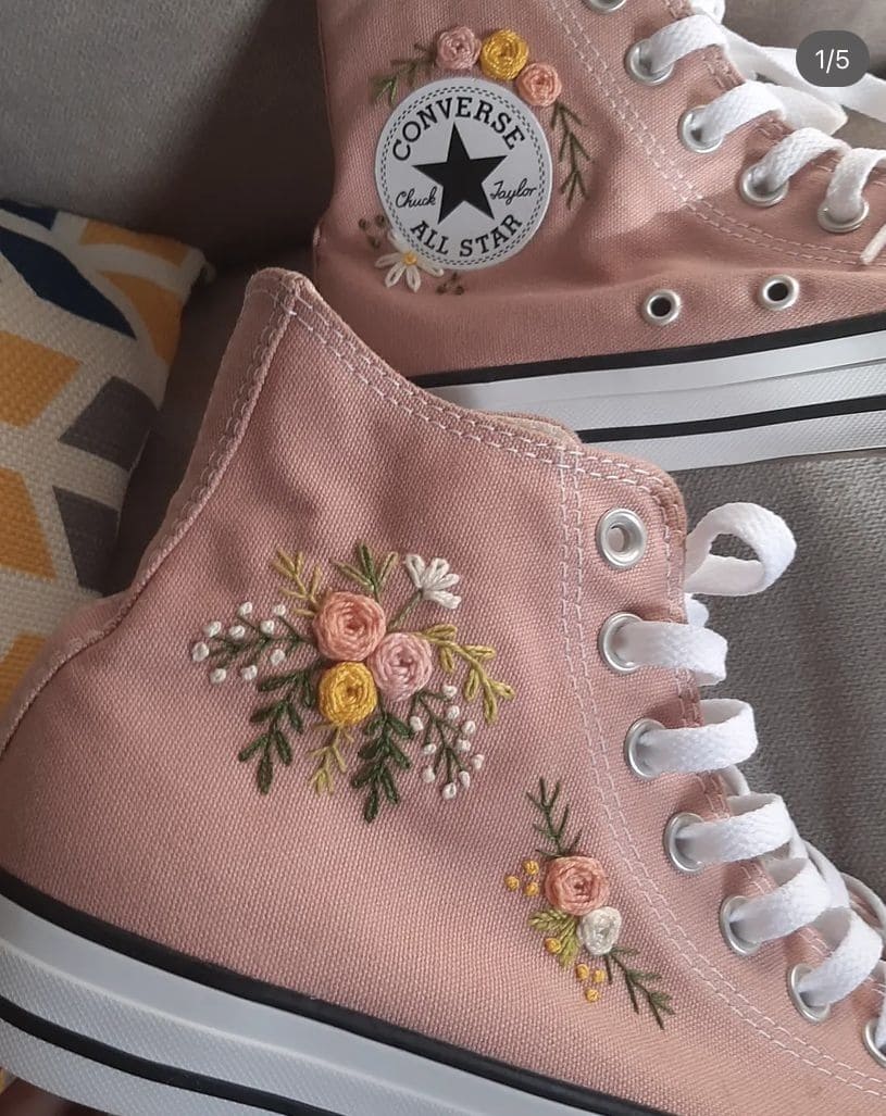 Floral Embroidered Converse Sneakers
