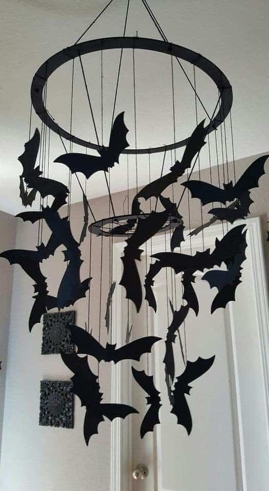 Fluttering Bat Mobile Chandelier for Halloween