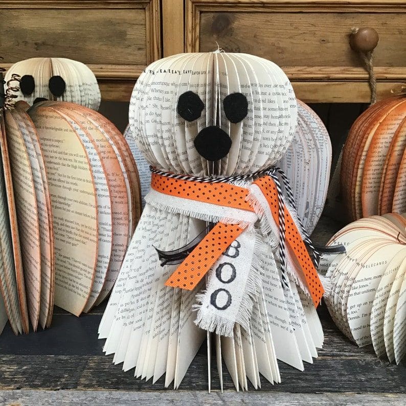 Folded Book Page Ghost with Scarf