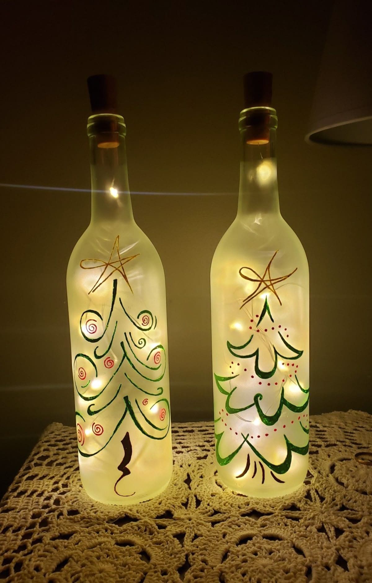 Frosted Christmas Tree Bottle Lights