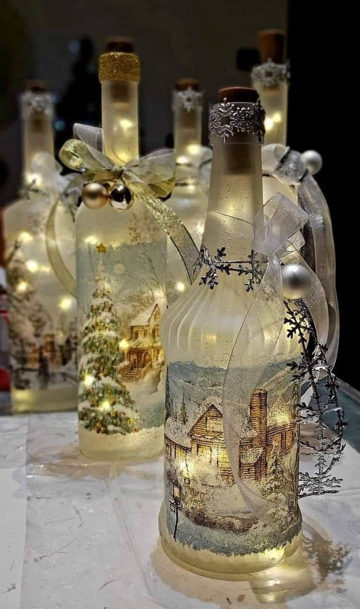 Frosted Christmas Winter Wonderland Bottles