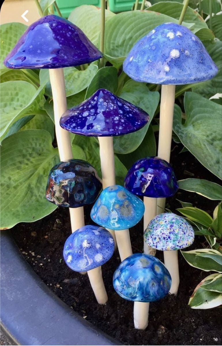 Galaxy-Inspired Ceramic Garden Mushrooms