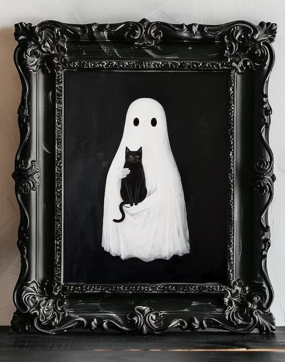 Ghost and Black Cat Gothic Portrait