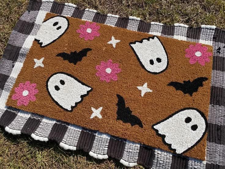 Ghosts Bats and Blossoms Doormat