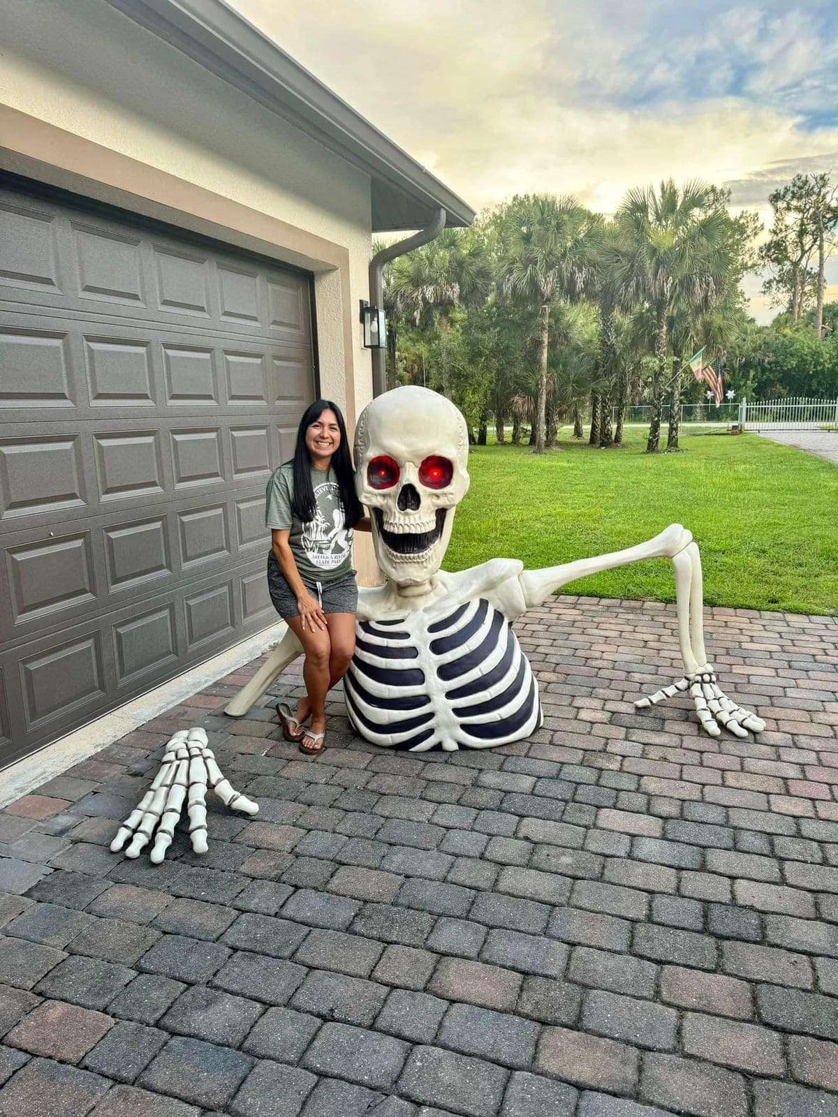 Giant Skeleton Buddy on the Driveway