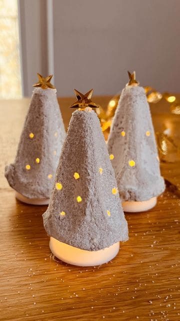 Glowing Egg Carton Christmas Trees