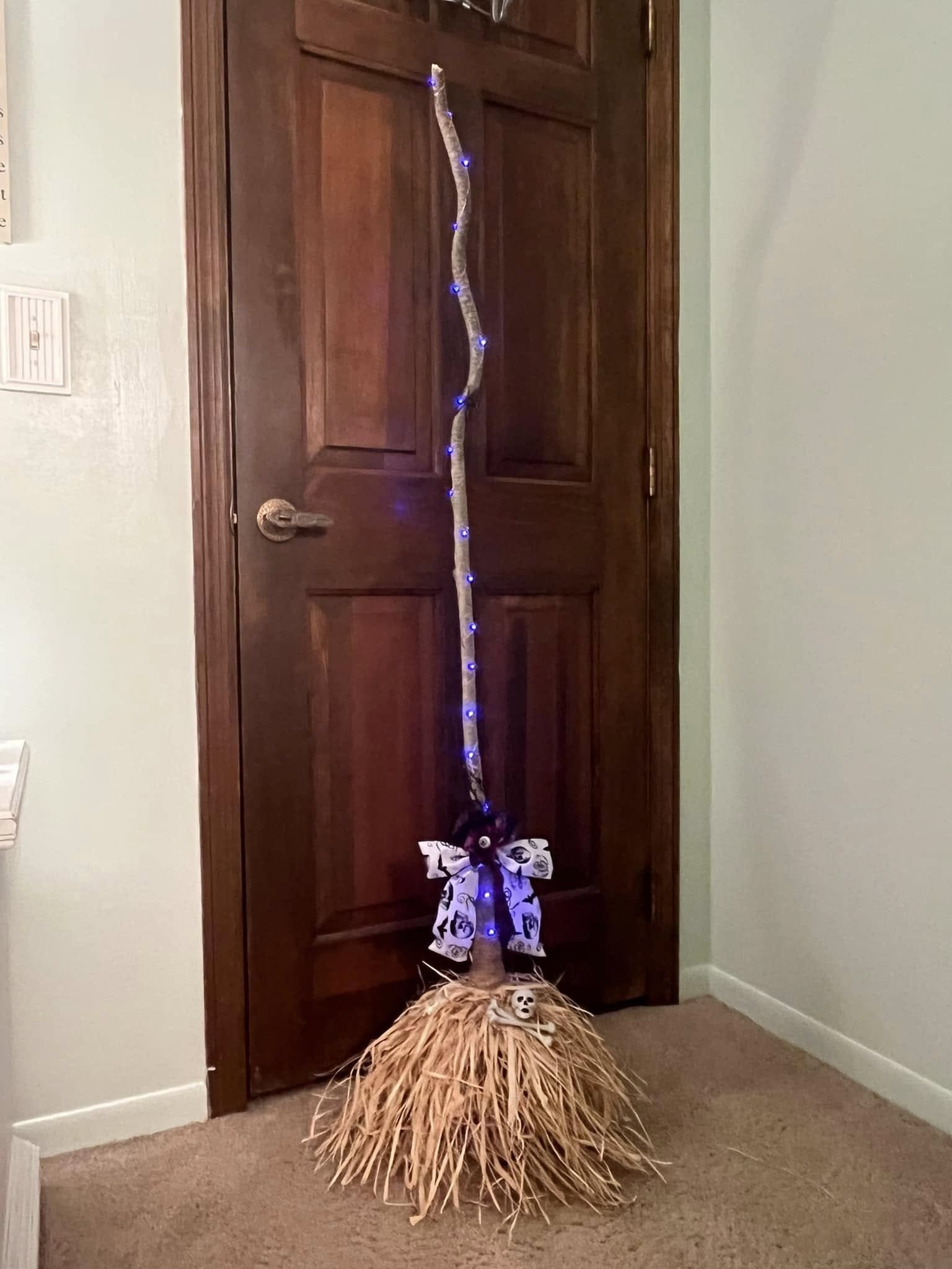 Glowing Witch Broom with Rustic Charm