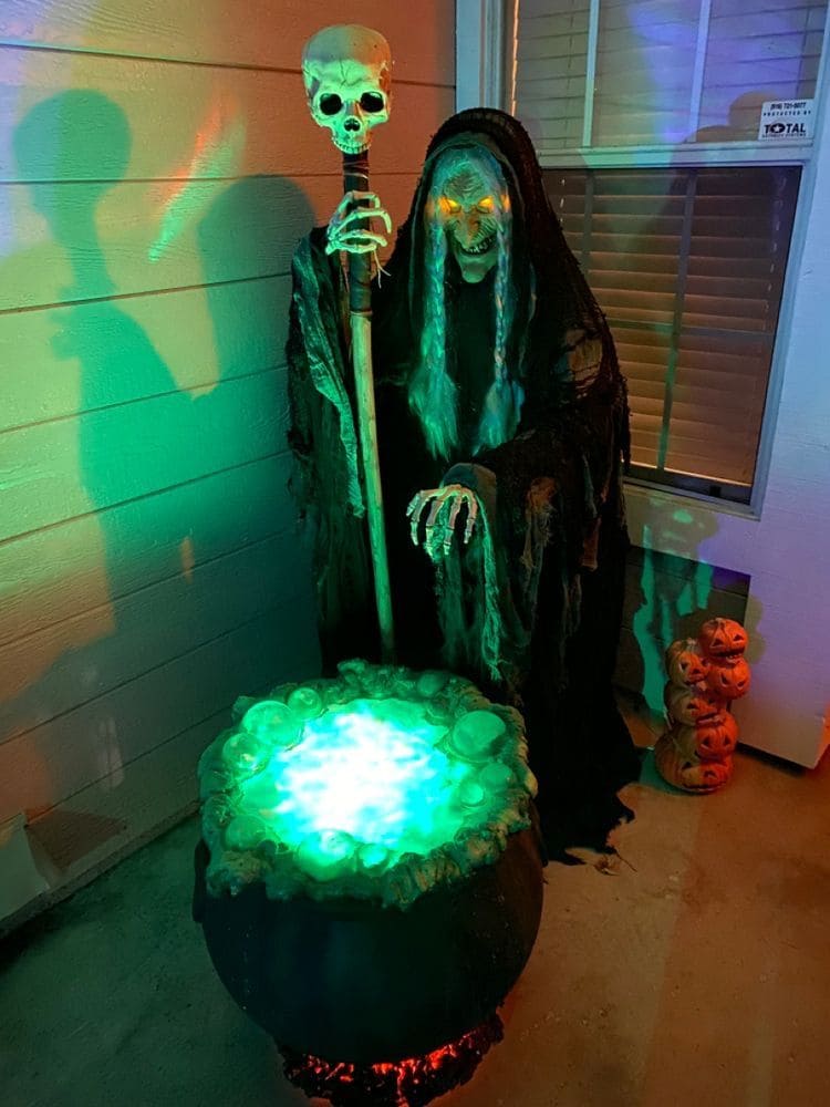 Glowing Witch Cauldron With Bubbling Crystals