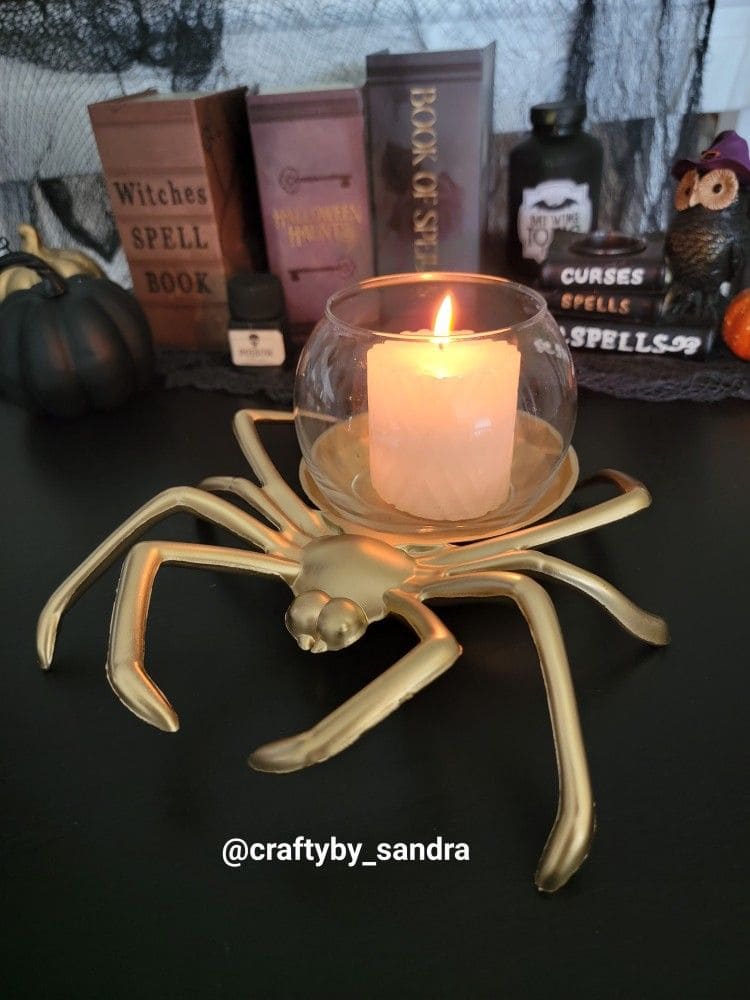 Golden Spider Candle Holder
