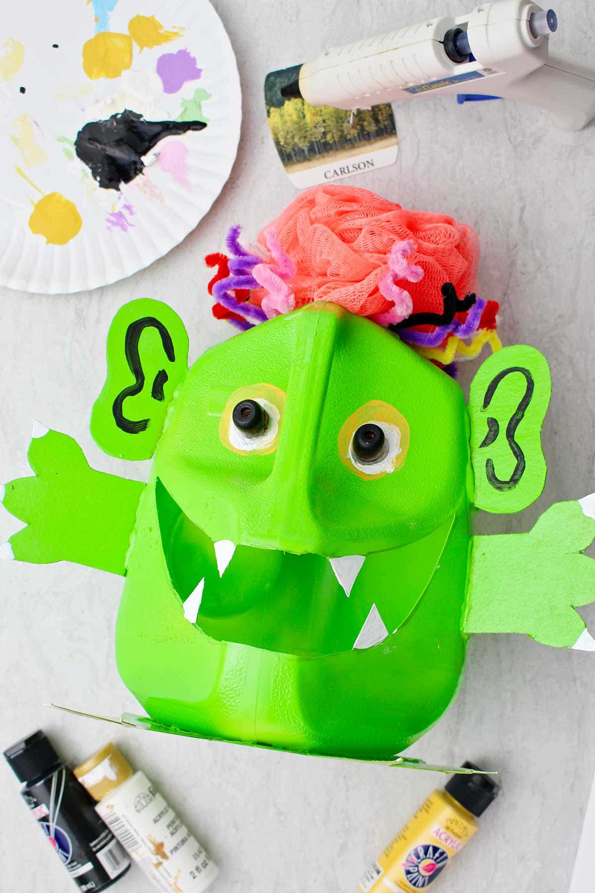 Goofy Monster Milk Jug Craft