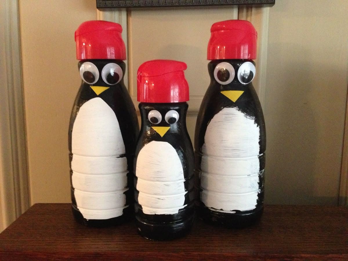 Goofy Penguin Family from Creamer Bottles