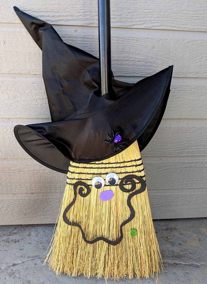 Googly-Eyed Witch Broom Character