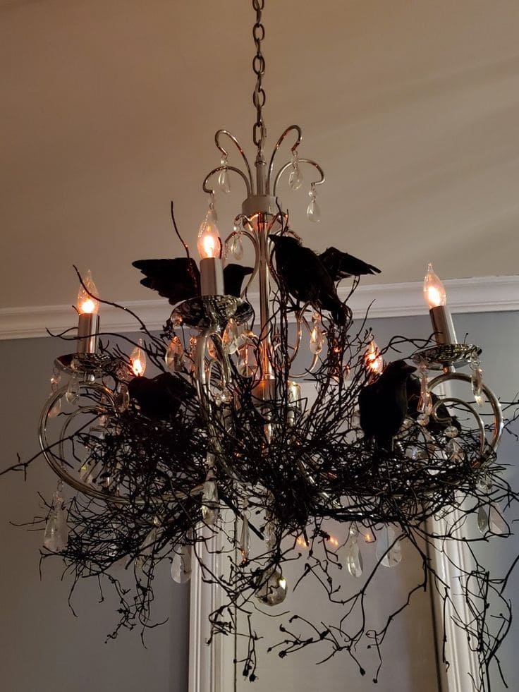 Gothic Crow Halloween Chandelier