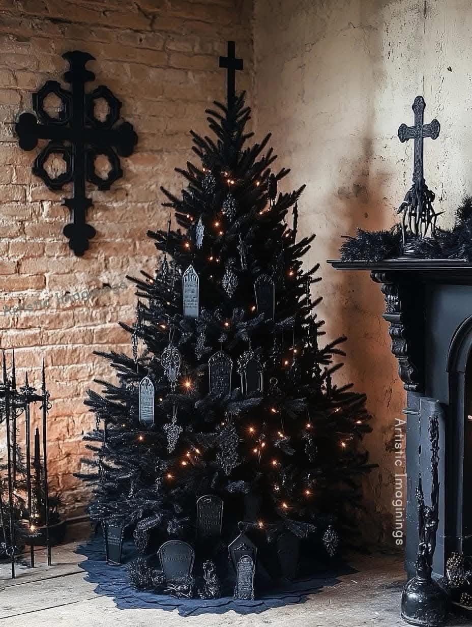 Gothic Graveyard Halloween Tree