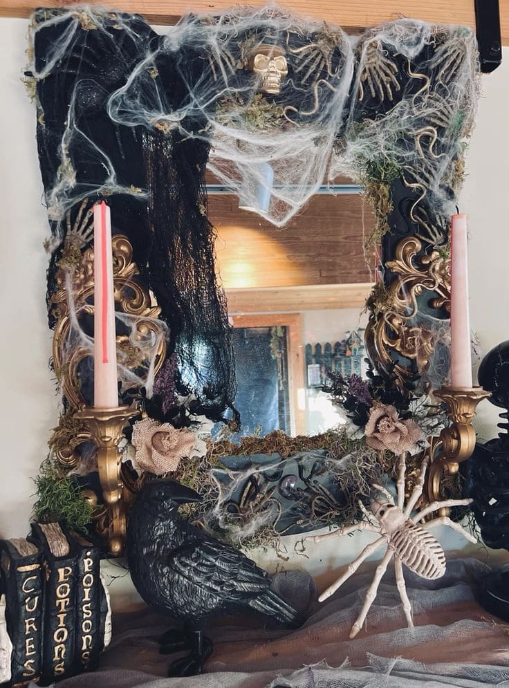 Gothic Webbed Candle Mirror