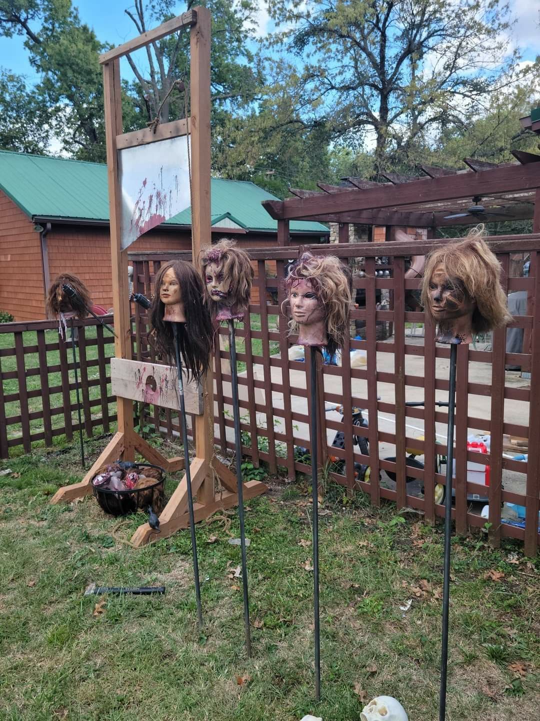Guillotine with Severed Heads Display
