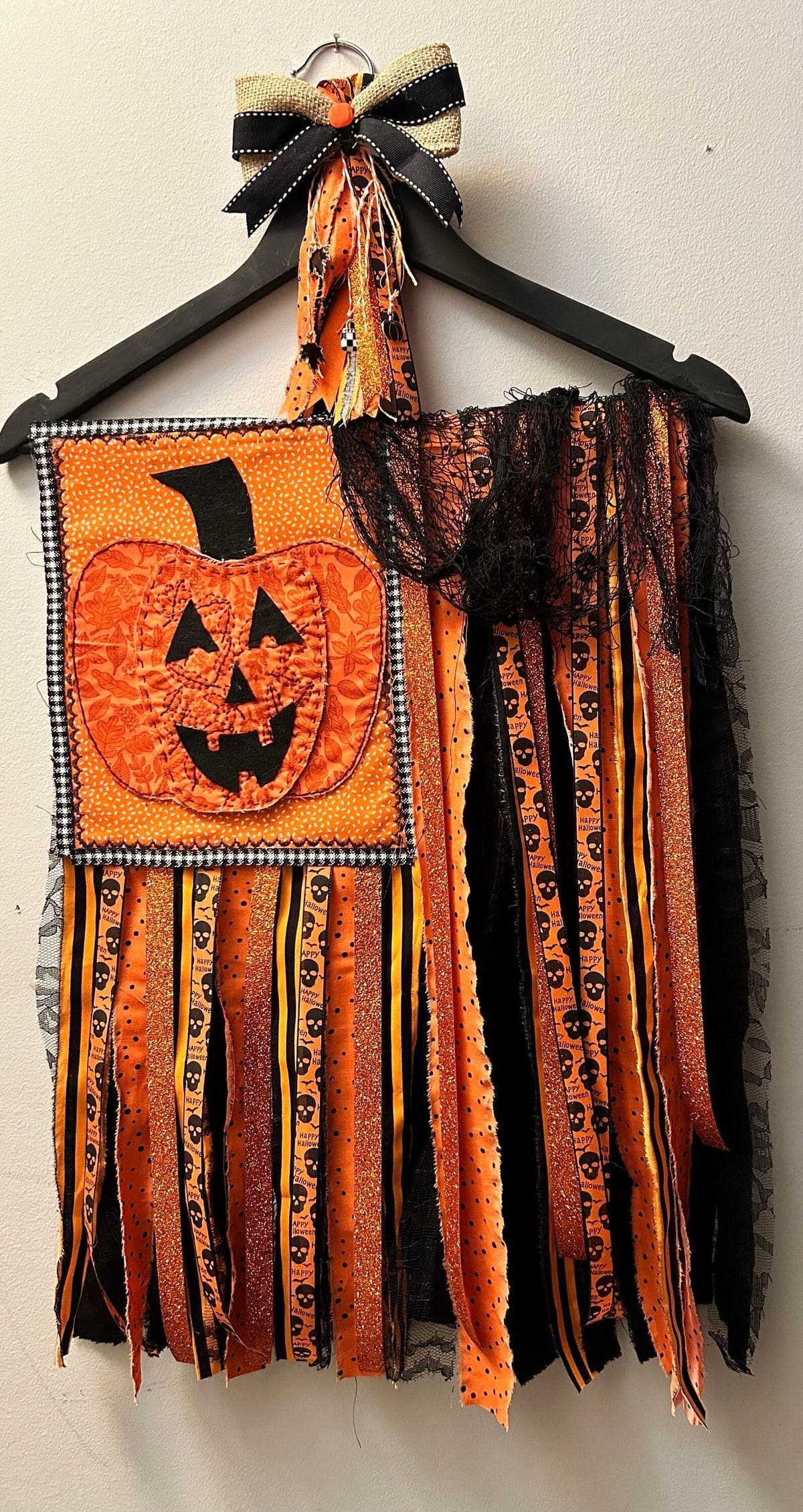 Halloween Ribbon and Lace Wall Hanging