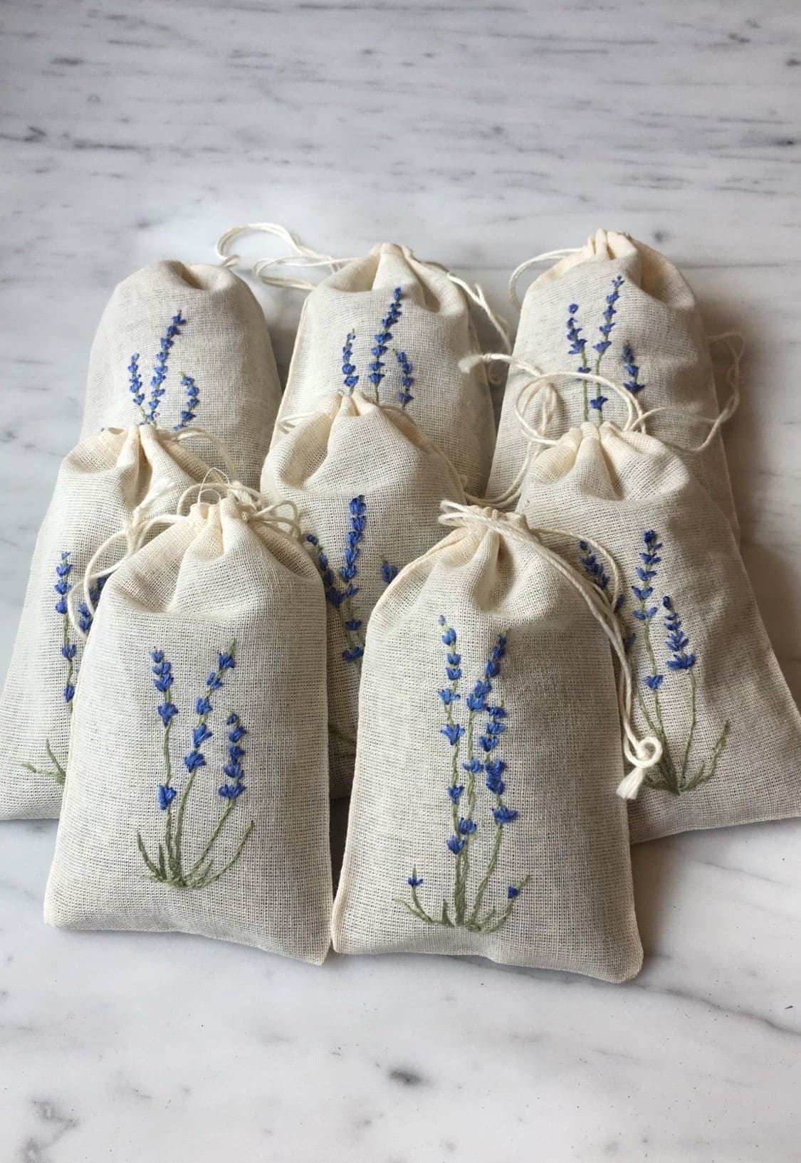 Hand-Embroidered Lavender Sachets