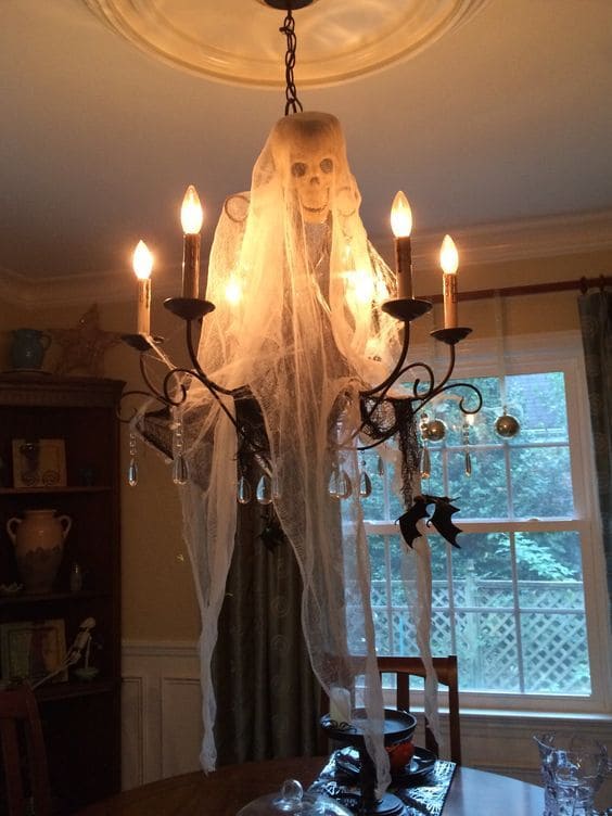 Haunted Ghost Halloween Chandelier Idea