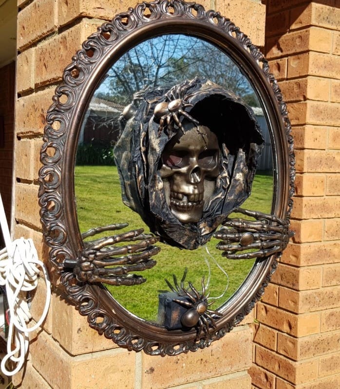 Hooded Reaper Mirror with Creeping Spiders