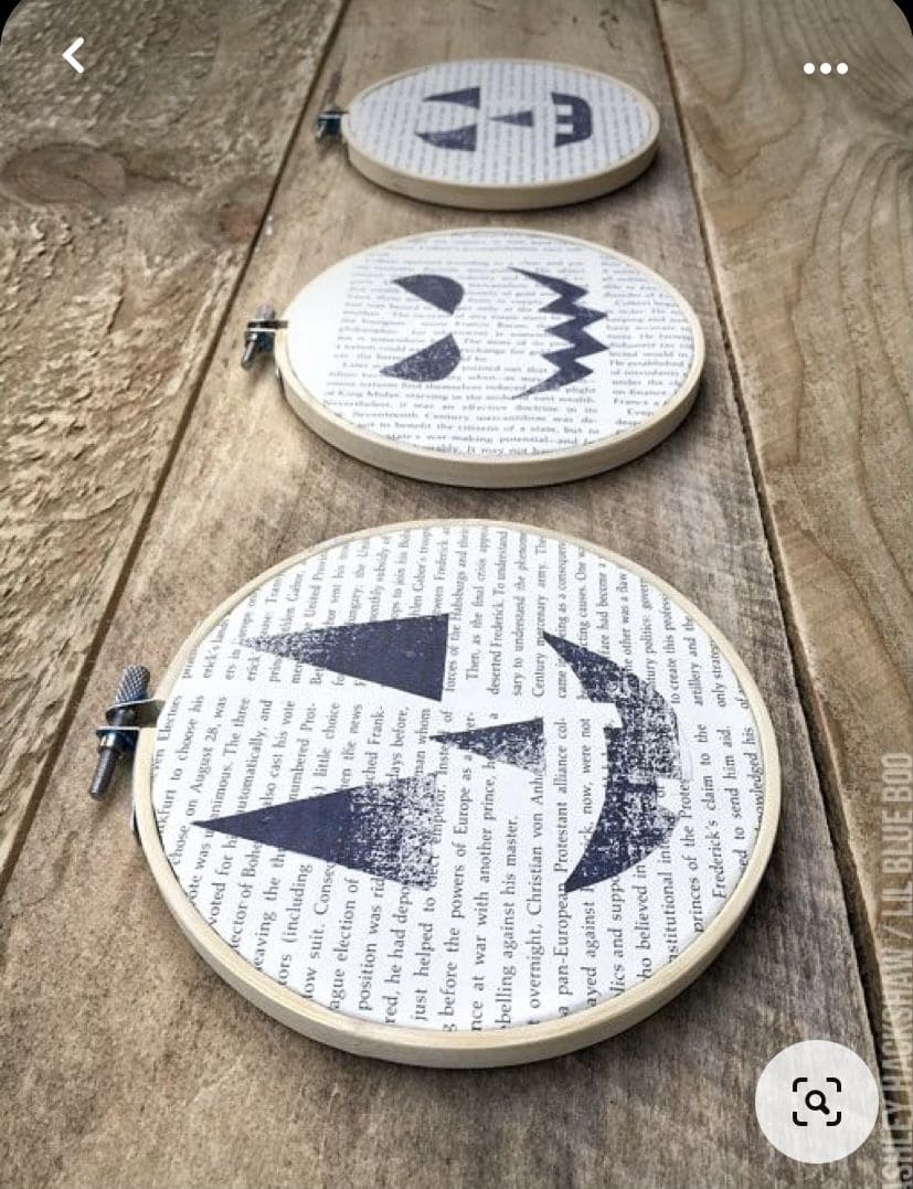 Jack-o’-Lantern Book Page Hoop Art