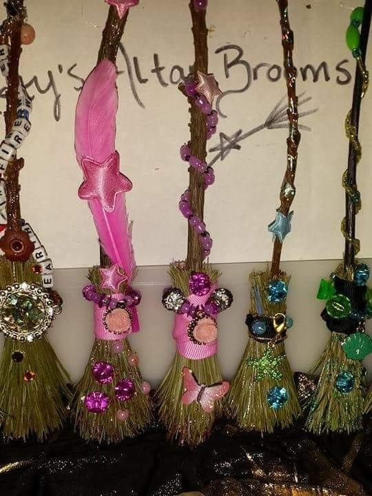 Mini Altar Brooms With Sparkly Witchy Charms