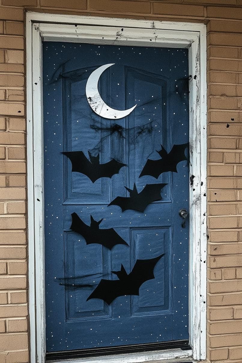 Moonlit Bat Flight Door